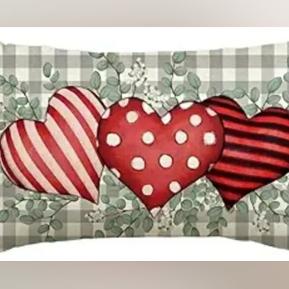 Valentine's Day Polka Dot Stripes Love Hearts Pink Throw Pillow Cover